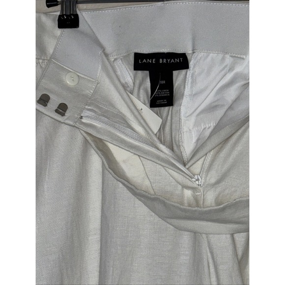 Lane Bryant Plus Size 18R White Belted Linen Wide Leg Trouser Pant NWT $69 - Picture 4 of 5